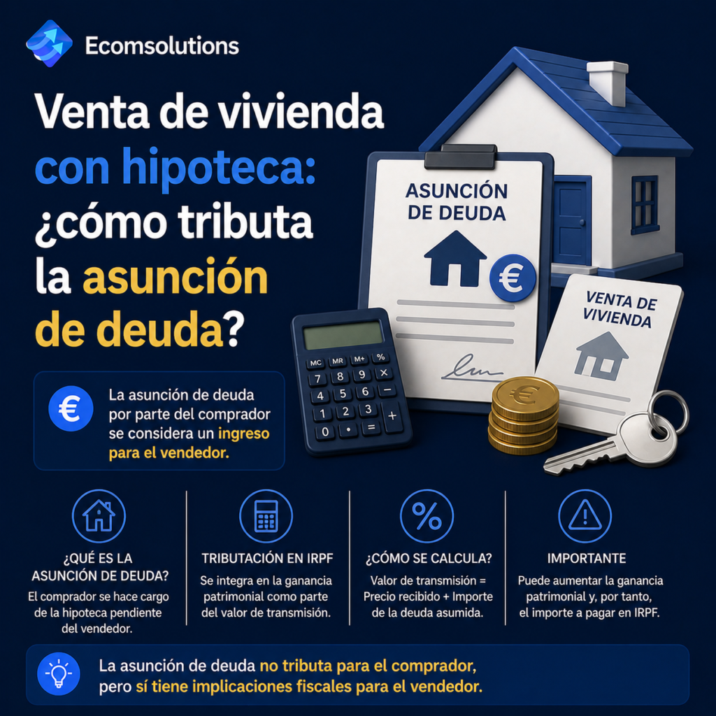 Venta de vivienda con hipoteca: cómo tributa la asunción de deuda
